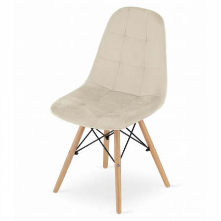 Set 4 scaune stil scandinav, Artool, Dumo, catifea, lemn, bej, 45x53x84 cm [2]
