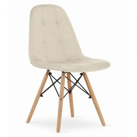 Set 4 scaune stil scandinav, Artool, Dumo, catifea, lemn, bej, 45x53x84 cm [6]