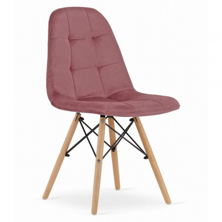 Set 4 scaune stil scandinav, Artool, Dumo, catifea, lemn, roz inchis, 45x53x84 cm [6]