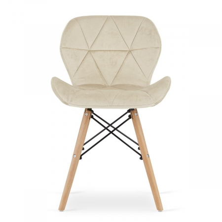 Set 4 scaune stil scandinav, Artool, Lago, catifea, lemn, bej, 47x52x74 cm [4]