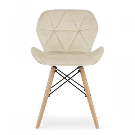 Set 4 scaune stil scandinav, Artool, Lago, catifea, lemn, bej, 47x52x74 cm [3]