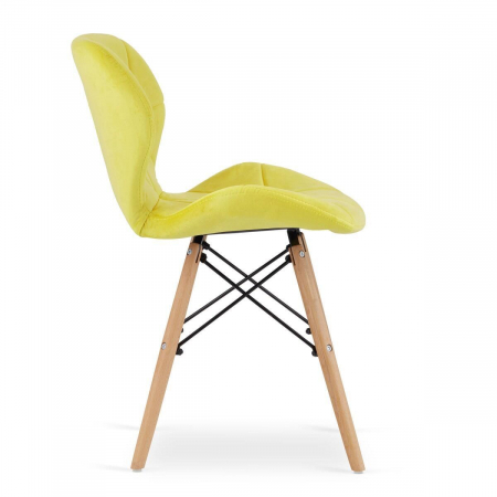 Set 4 scaune stil scandinav, Artool, Lago, catifea, lemn, galben, 48x52.5x74 cm [4]