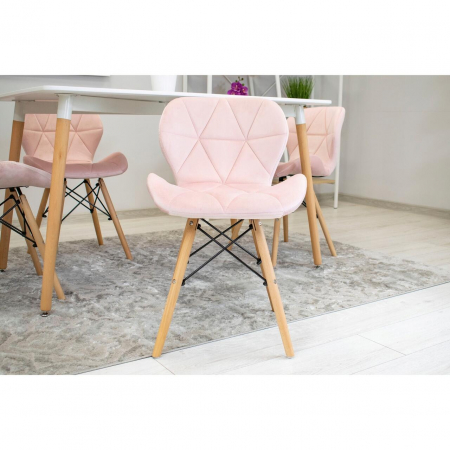 Set 4 scaune stil scandinav, Artool, Lago, catifea, lemn, roz, 48x43x74 cm [7]