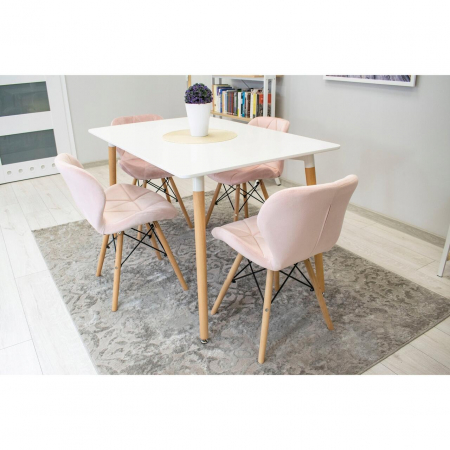 Set 4 scaune stil scandinav, Artool, Lago, catifea, lemn, roz, 48x43x74 cm [11]