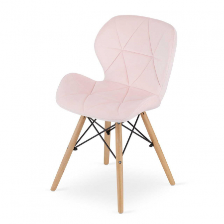 Set 4 scaune stil scandinav, Artool, Lago, catifea, lemn, roz, 48x43x74 cm [4]