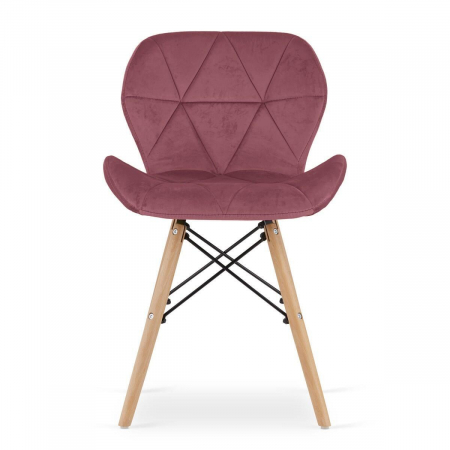 Set 4 scaune stil scandinav, Artool, Lago, catifea, lemn, roz inchis, 47x52x74 cm [2]