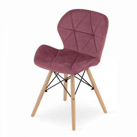 Set 4 scaune stil scandinav, Artool, Lago, catifea, lemn, roz inchis, 47x52x74 cm [5]