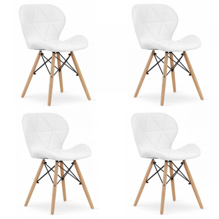 Scaune - Set 4 scaune stil scandinav, Artool, Lago, piele ecologica, lemn, alb, 47x38x73 cm