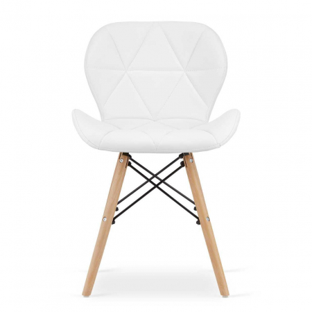 Set 4 scaune stil scandinav, Artool, Lago, piele ecologica, lemn, alb, 47x38x73 cm [4]