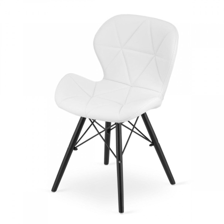 Set 4 scaune stil scandinav, Artool, Lago, piele ecologica, lemn, alb si negru, 47.5x52x74 cm [3]
