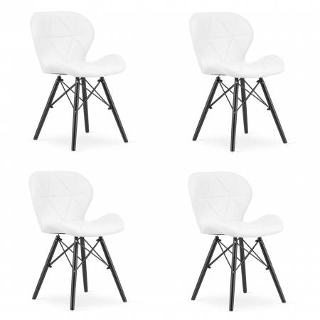 Scaune - Set 4 scaune stil scandinav, Artool, Lago, piele ecologica, lemn, alb si negru, 47.5x52x74 cm