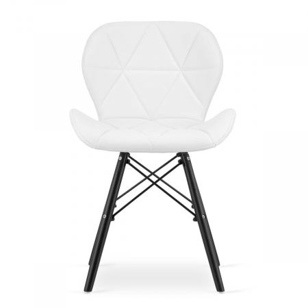 Set 4 scaune stil scandinav, Artool, Lago, piele ecologica, lemn, alb si negru, 47.5x52x74 cm [4]