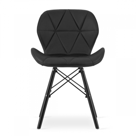 Set 4 scaune stil scandinav, Artool, Lago, piele ecologica, lemn, negru, 47.5x52x74 cm [4]