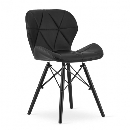 Set 4 scaune stil scandinav, Artool, Lago, piele ecologica, lemn, negru, 47.5x52x74 cm [6]