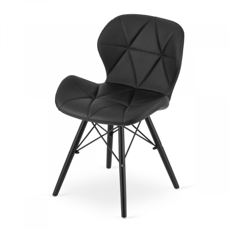 Set 4 scaune stil scandinav, Artool, Lago, piele ecologica, lemn, negru, 47.5x52x74 cm [1]