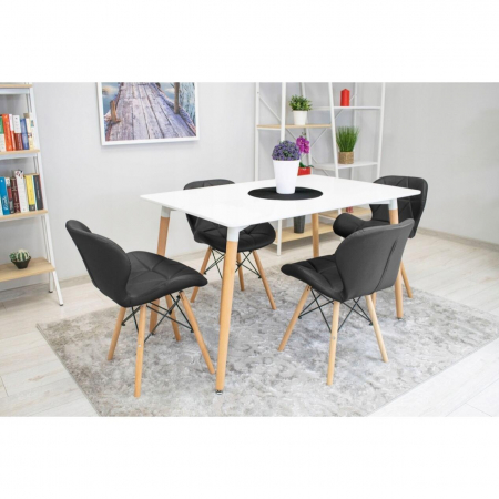 Set 4 scaune stil scandinav, Artool, Lago, piele ecologica, lemn, negru, 47x38x73 cm [3]