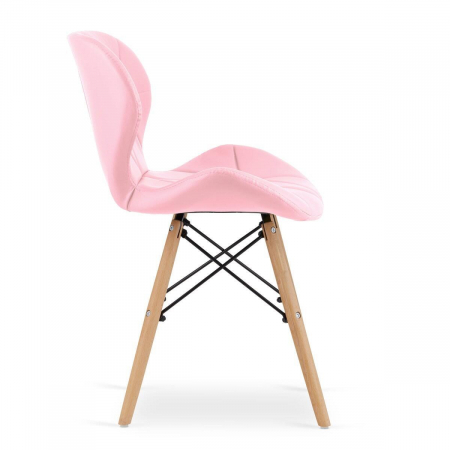 Set 4 scaune stil scandinav, Artool, Lago, piele ecologica, lemn, roz, 47x52x73 cm [2]