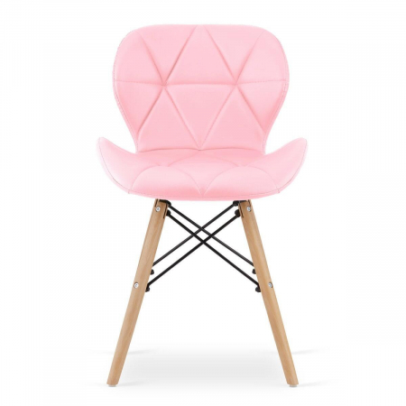 Set 4 scaune stil scandinav, Artool, Lago, piele ecologica, lemn, roz, 47x52x73 cm [4]