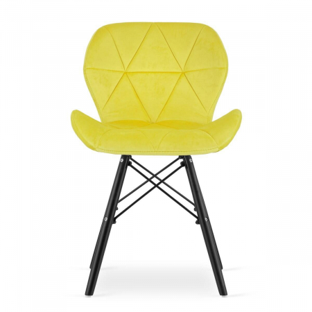 Set 4 scaune stil scandinav, Artool, Lago Velvet, catifea, lemn, galben si negru, 47x52x73.5 cm [1]