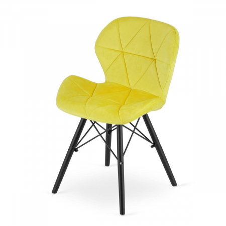 Set 4 scaune stil scandinav, Artool, Lago Velvet, catifea, lemn, galben si negru, 47x52x73.5 cm [5]
