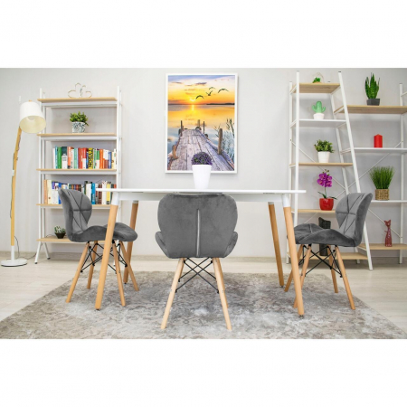 Set 4 scaune stil scandinav, Artool, Lago Velvet, catifea, lemn, gri, 47x36x73.5 cm [1]