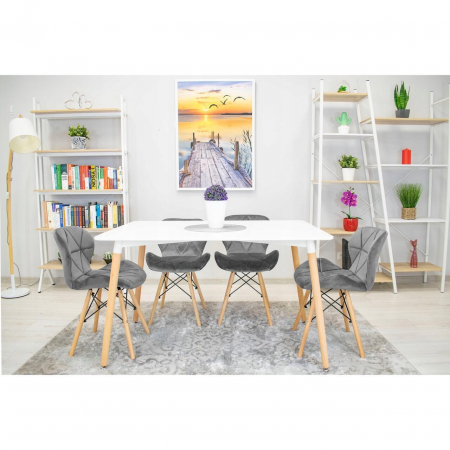 Set 4 scaune stil scandinav, Artool, Lago Velvet, catifea, lemn, gri, 47x36x73.5 cm [2]