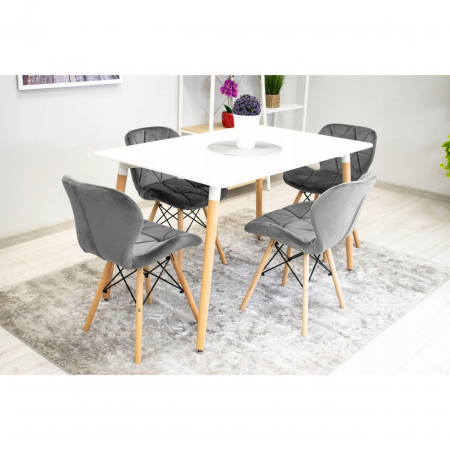 Set 4 scaune stil scandinav, Artool, Lago Velvet, catifea, lemn, gri, 47x36x73.5 cm [5]