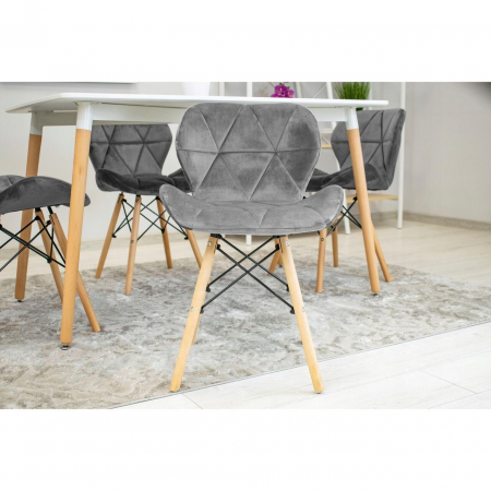 Set 4 scaune stil scandinav, Artool, Lago Velvet, catifea, lemn, gri, 47x36x73.5 cm [7]