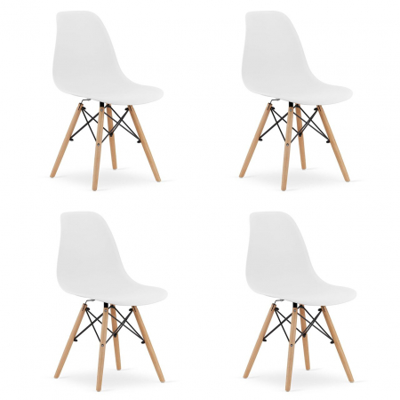 Scaune - Set 4 scaune stil scandinav, Artool, Osaka, PP, lemn, alb, 46x54x81 cm