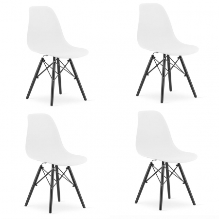 Scaune - Set 4 scaune stil scandinav, Artool, Osaka, PP, lemn, alb si negru, 46x54x81 cm