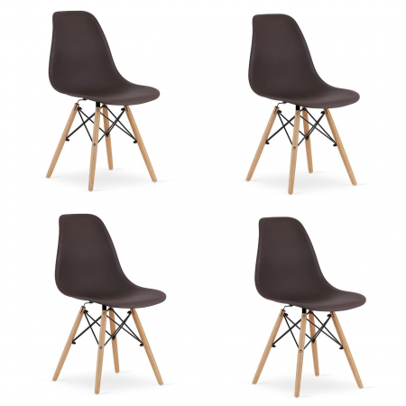 Scaune - Set 4 scaune stil scandinav, Artool, Osaka, PP, lemn, cafeniu, 46x54x81 cm