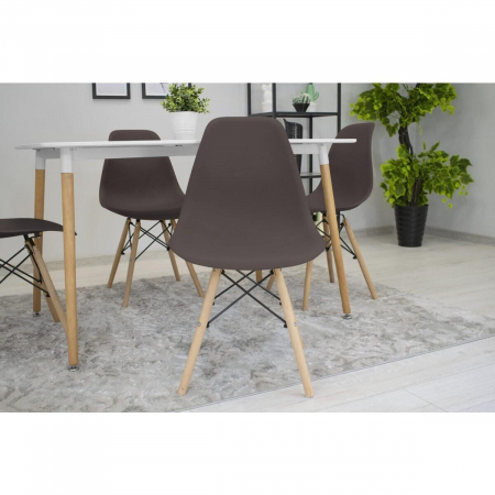 Set 4 scaune stil scandinav, Artool, Osaka, PP, lemn, cafeniu, 46x54x81 cm [6]