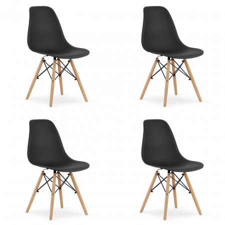 Scaune - Set 4 scaune stil scandinav, Artool, Osaka, PP, lemn, negru si natur, 46x54x81 cm