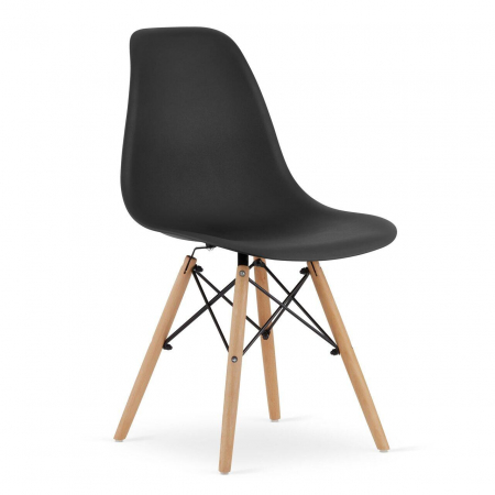 Set 4 scaune stil scandinav, Artool, Osaka, PP, lemn, negru si natur, 46x54x81 cm [6]