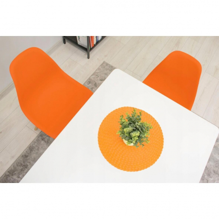 Set 4 scaune stil scandinav, Artool, Osaka, PP, lemn, portocaliu si natur, 46x54x81 cm [2]