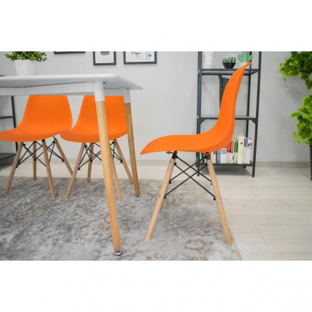 Set 4 scaune stil scandinav, Artool, Osaka, PP, lemn, portocaliu si natur, 46x54x81 cm [1]