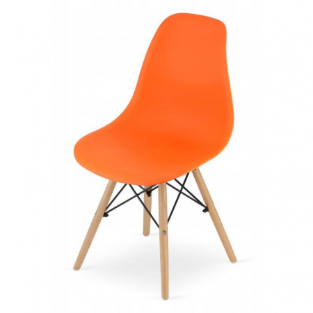 Set 4 scaune stil scandinav, Artool, Osaka, PP, lemn, portocaliu si natur, 46x54x81 cm [3]