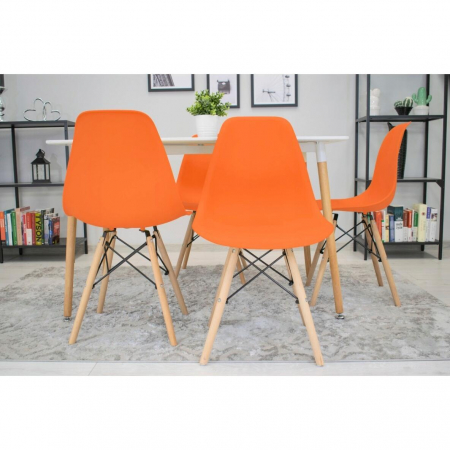 Set 4 scaune stil scandinav, Artool, Osaka, PP, lemn, portocaliu si natur, 46x54x81 cm [10]