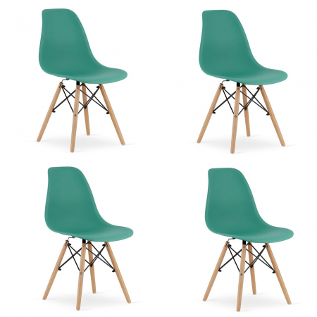 Scaune - Set 4 scaune stil scandinav, Artool, Osaka, PP, lemn, verde, 46x54x81 cm