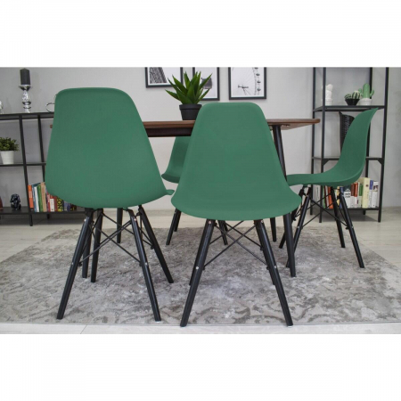 Set 4 scaune stil scandinav, Artool, Osaka, PP, lemn, verde si negru, 46x54x81 cm [6]