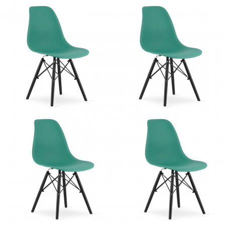 Scaune - Set 4 scaune stil scandinav, Artool, Osaka, PP, lemn, verde si negru, 46x54x81 cm