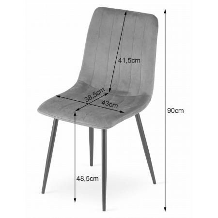 Set 6 scaune bucatarie/living, Artool, Lava, catifea, metal, negru, 43x51x90 cm [6]