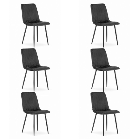 Scaune - Set 6 scaune bucatarie/living, Artool, Lava, catifea, metal, negru, 43x51x90 cm