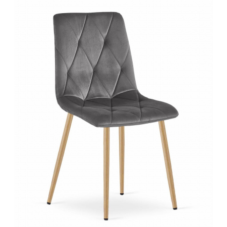 Set 6 scaune bucatarie/living, Artool, Libra, catifea, metal, gri, picioare natur, 45x54x86.5 cm [5]