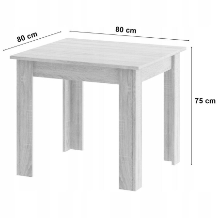 Set masa pentru sufragerie/living + 4 scaune Mark alb, Artool, lemn, stejar sonoma, 80x80x75 cm [1]