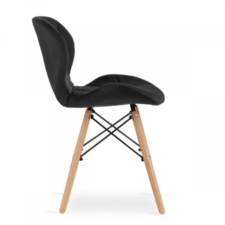 Set masa rotunda stil scandinav + 2 scaune Lago catifea, Artool, MDF si lemn, alb si negru, 60x72 cm [4]