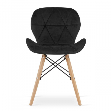Set masa rotunda stil scandinav + 2 scaune Lago catifea, Artool, MDF si lemn, alb si negru, 60x72 cm [2]