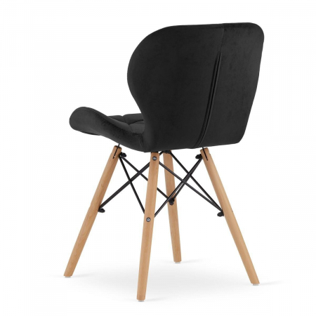 Set masa rotunda stil scandinav + 2 scaune Lago catifea, Artool, MDF si lemn, alb si negru, 60x72 cm [3]