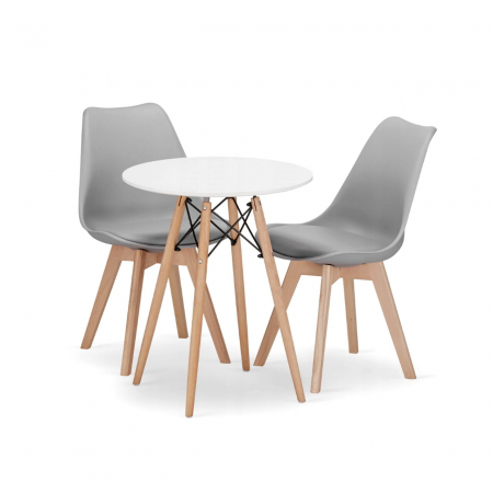 Scaune - Set masa rotunda stil scandinav + 2 scaune Mark gri, Artool, MDF si lemn, 60x72 cm