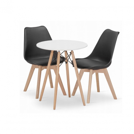 Scaune - Set masa rotunda stil scandinav + 2 scaune Mark negru, Artool, MDF si lemn, 60x72 cm